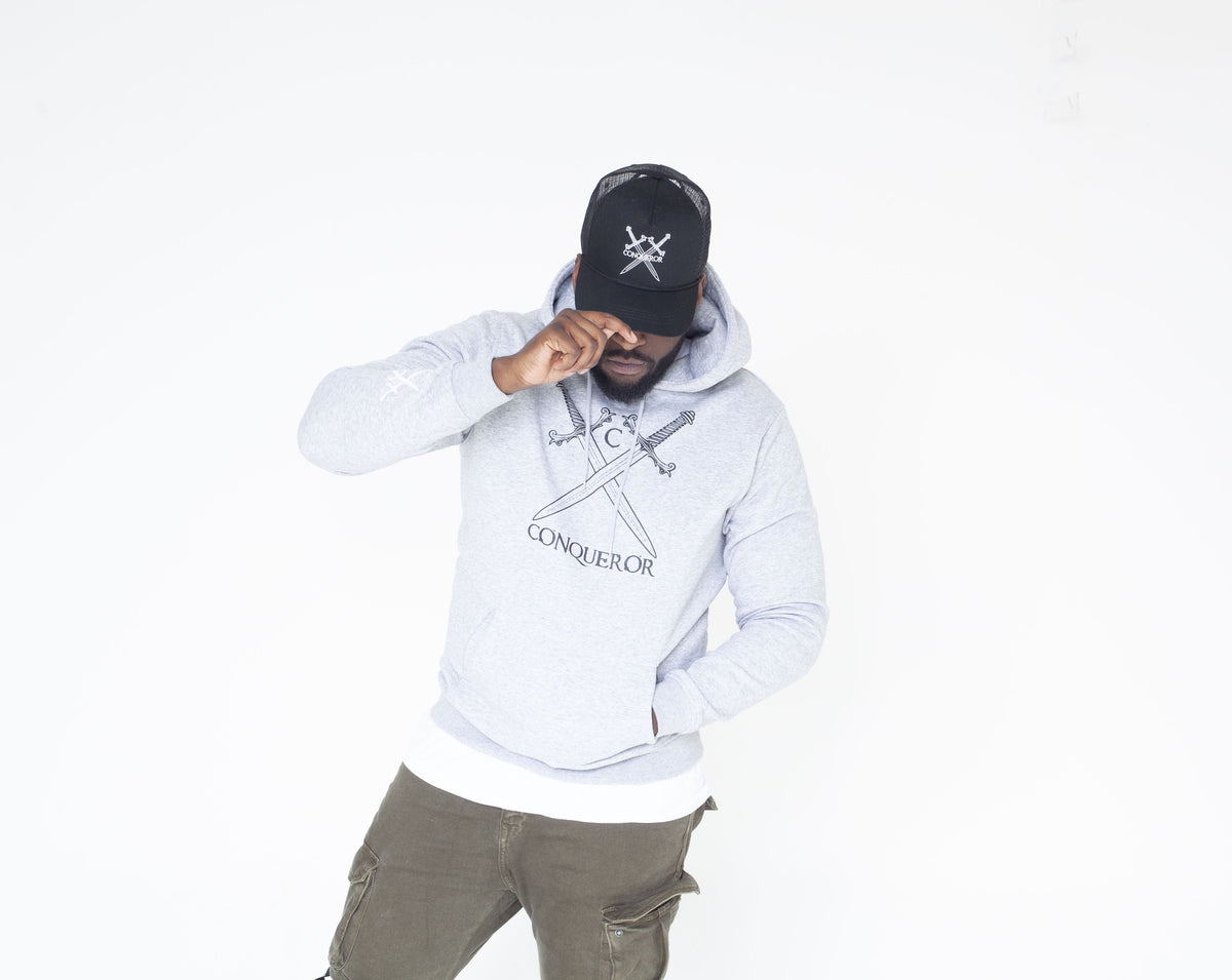 Conqueror Grey Signature Logo Hoodie