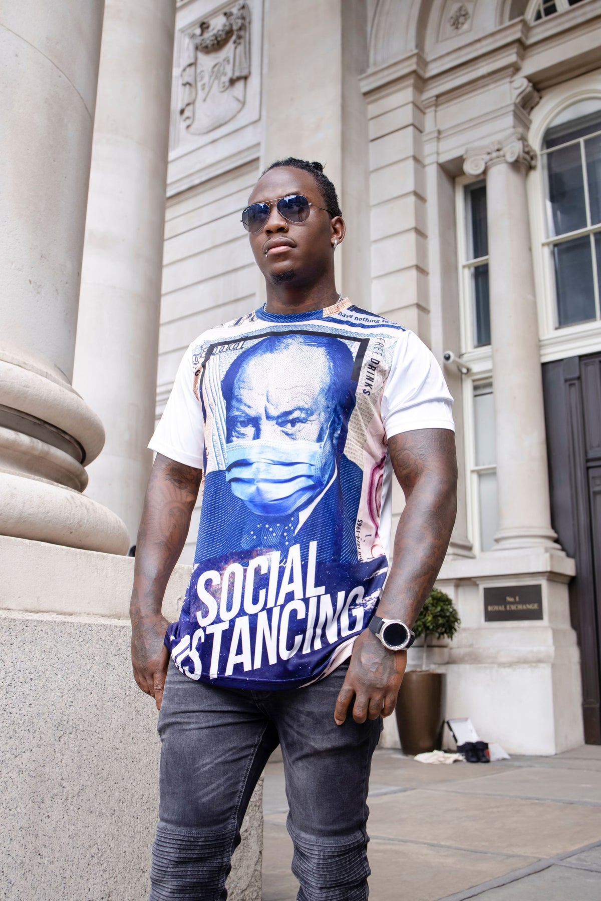 Churchill “Social Distancing” Full-Body Print T-Shirt