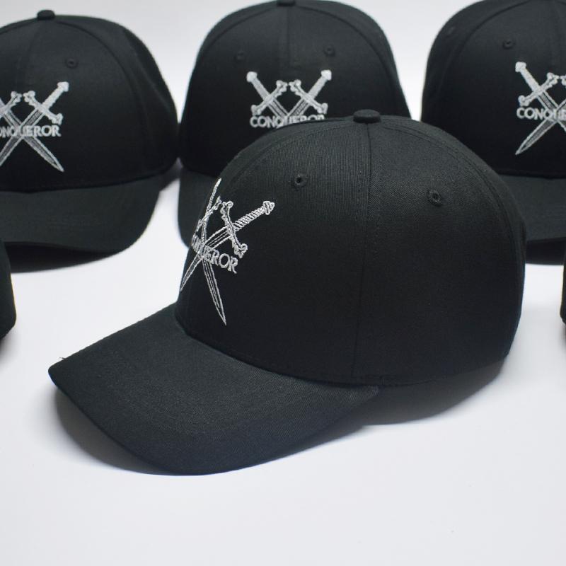 All Black embroidered logo Strapback Hat