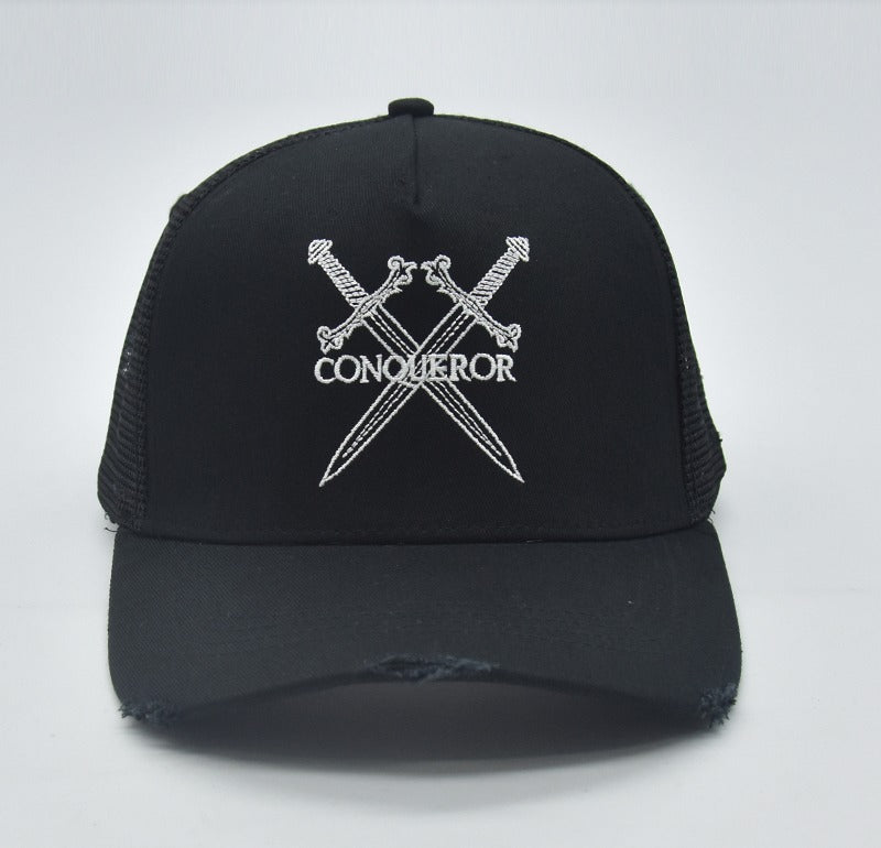 Black distressed Trucker hat