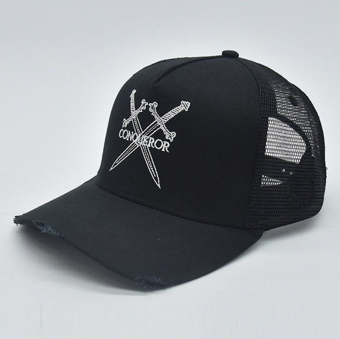 Black distressed Trucker hat