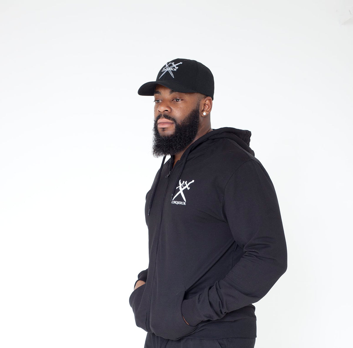Conqueror Essential Black Zip Hoodie